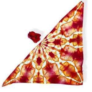 tie dye bandana and hair scrunchie combo orange kaleidoscope